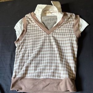 Plaid T-shirt with underlayer attached size Xsmall